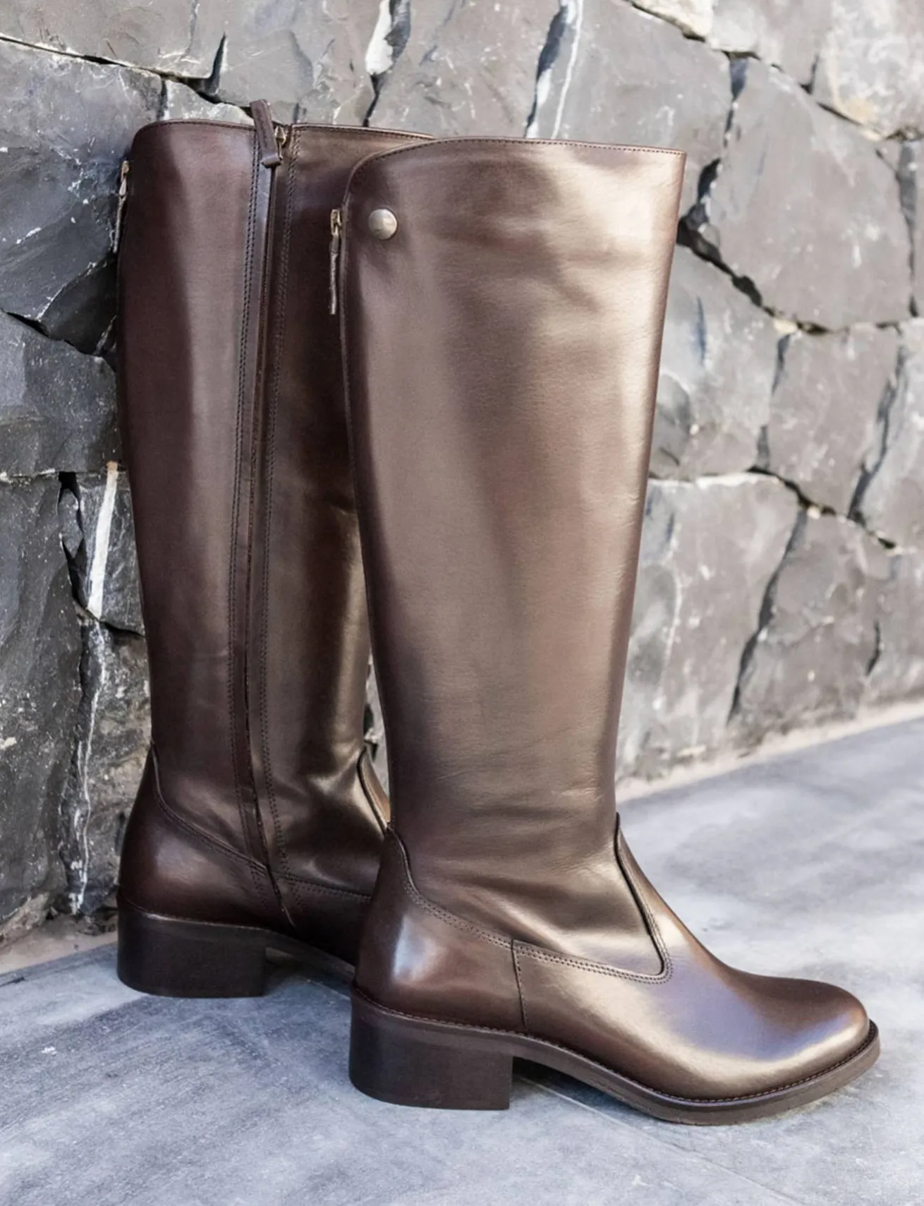 Stivali tacco 4cm pelle testa