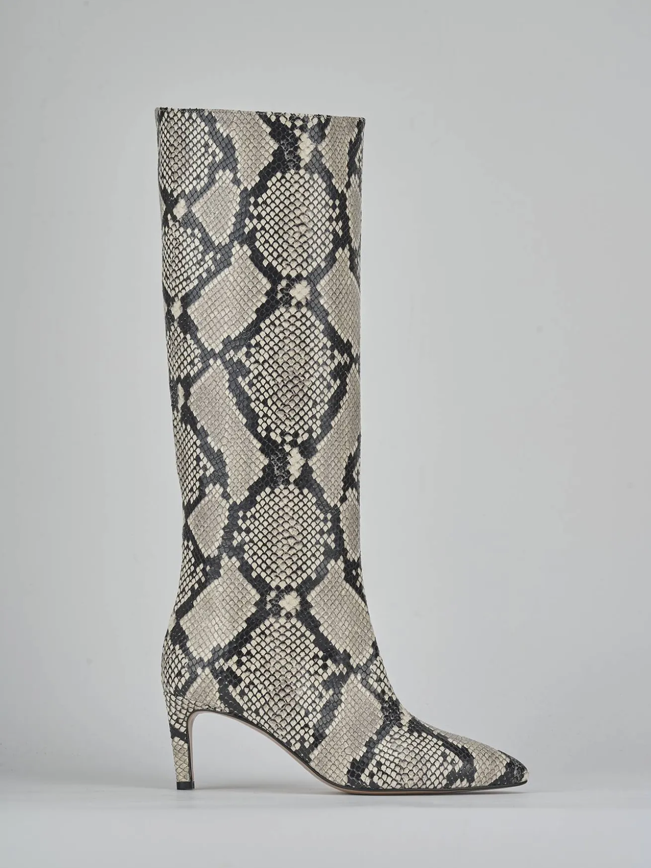 Stivali tacco 7cm pitone beige