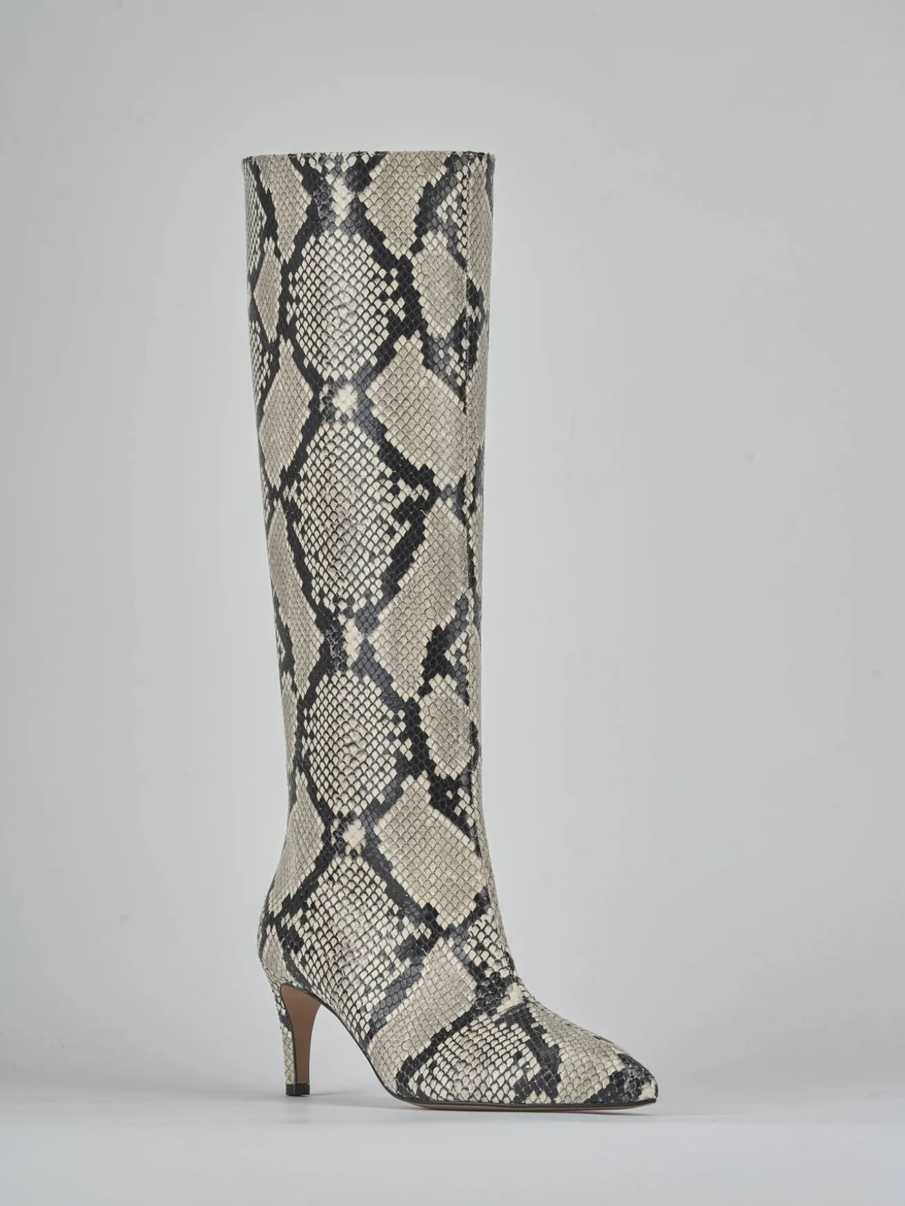Stivali tacco 7cm pitone beige