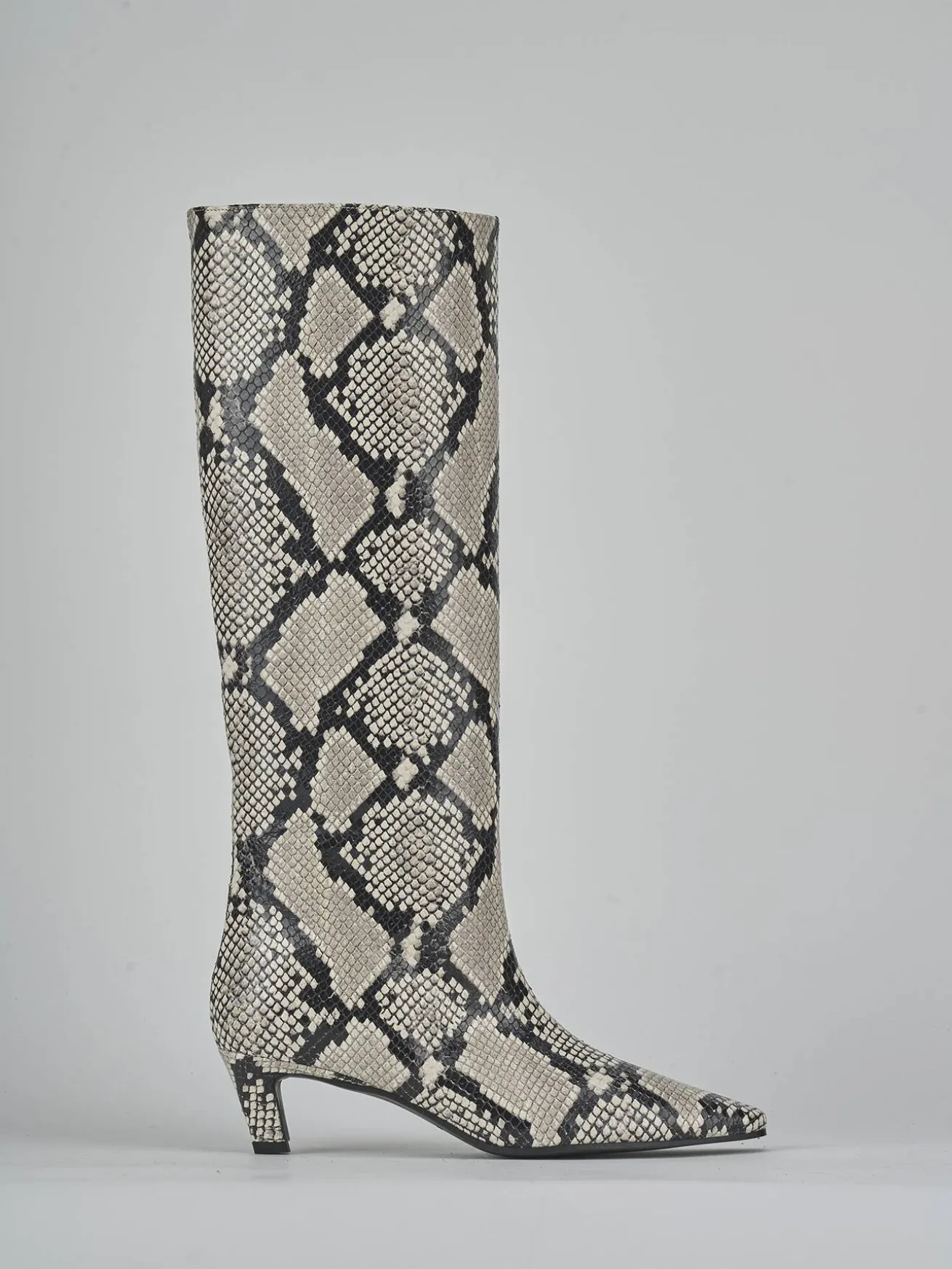 Stivali tacco 5cm pitone beige