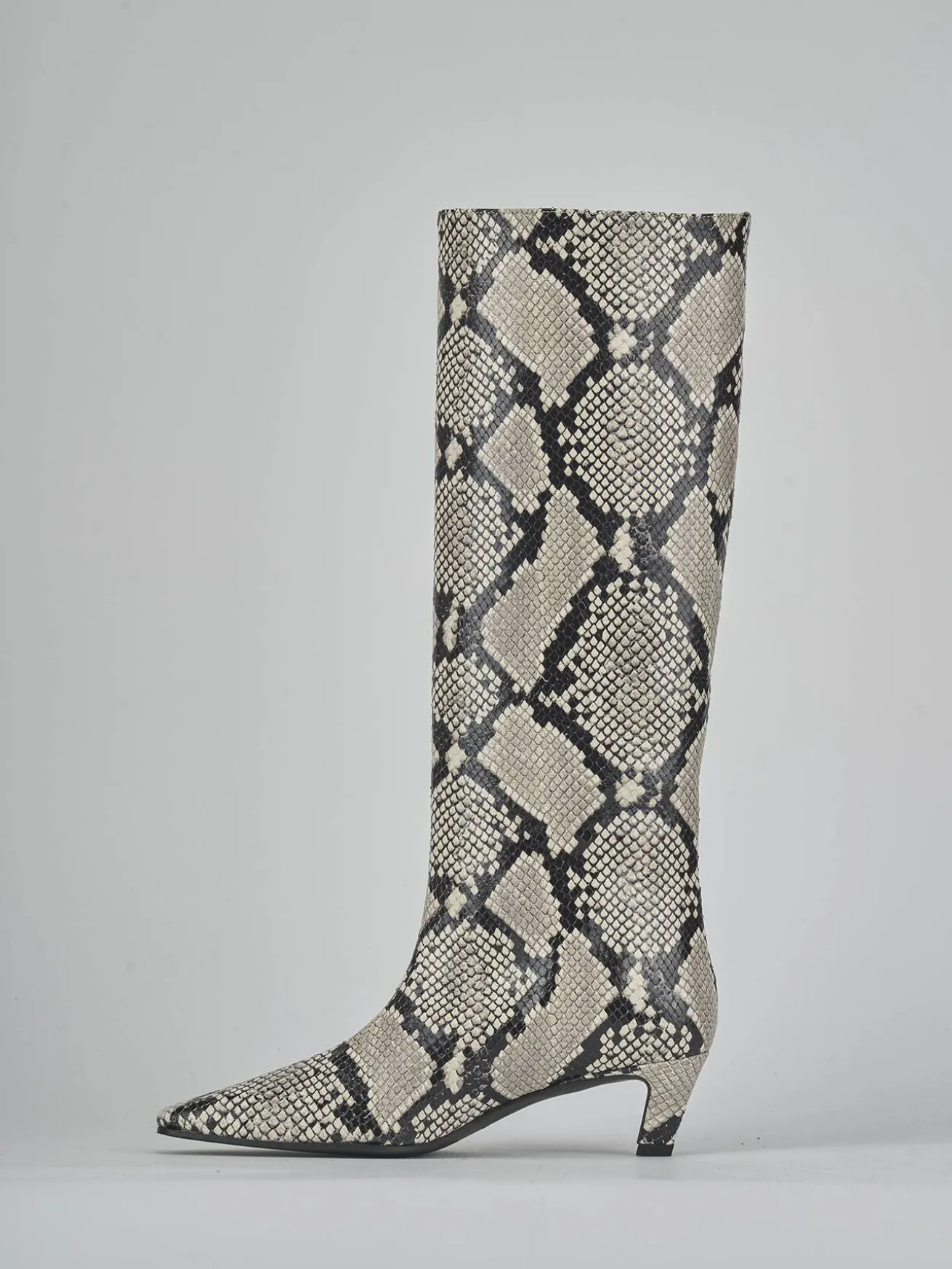 Stivali tacco 5cm pitone beige