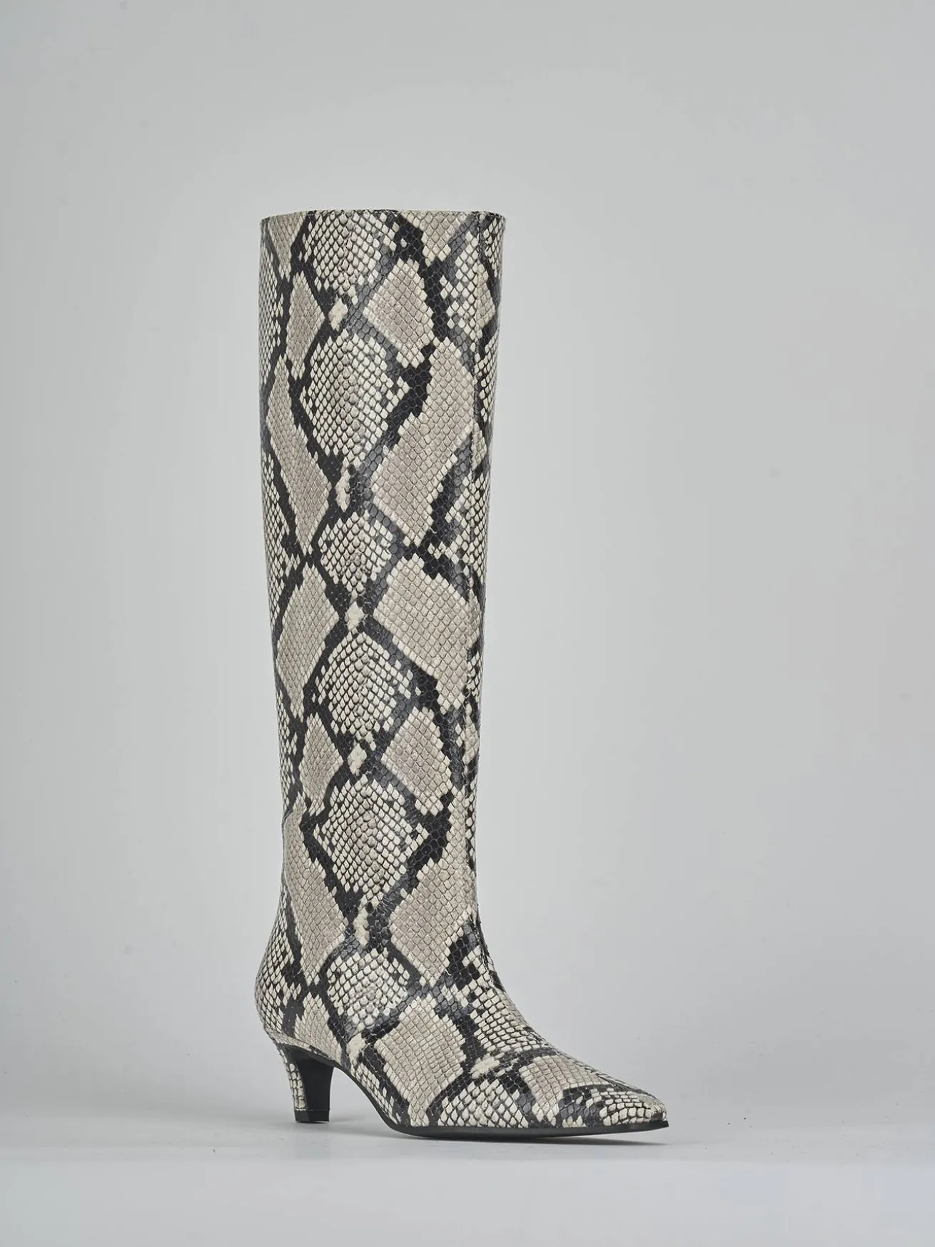 Stivali tacco 5cm pitone beige