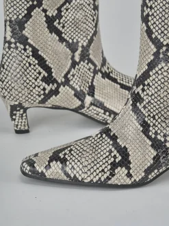 Stivali tacco 5cm pitone beige