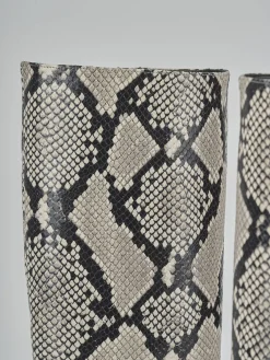 Stivali tacco 5cm pitone beige