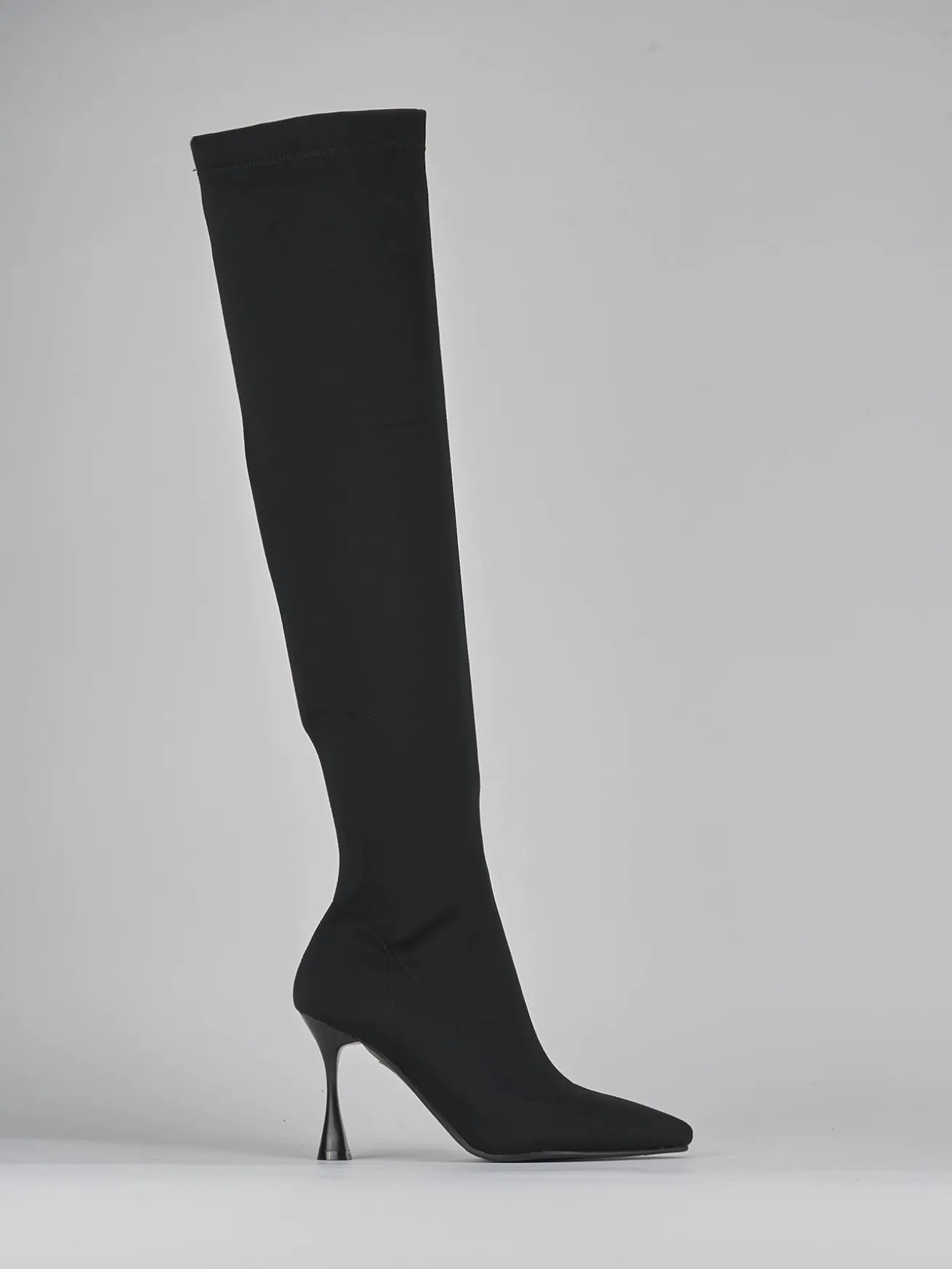 Stivali tacco 8cm tessuto nero