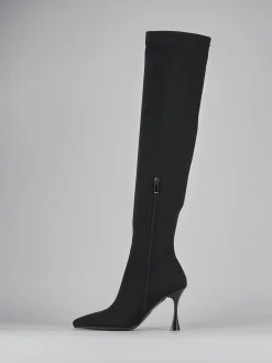 Stivali tacco 8cm tessuto nero