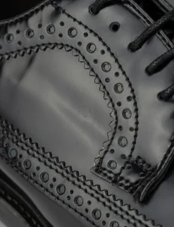 Stringata con fondo cuoio e soletto in vera pelle nero