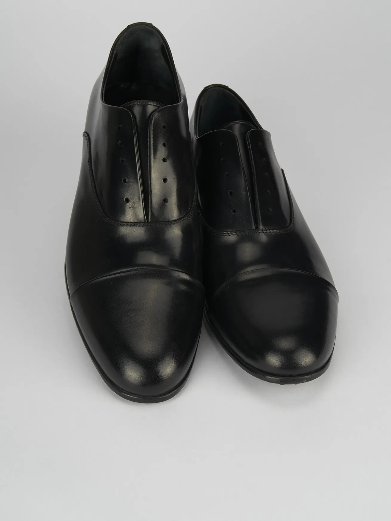 Stringata no lace tacco 1 cm nero pelle