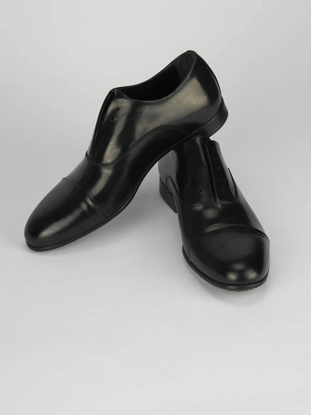 Stringata no lace tacco 1 cm nero pelle