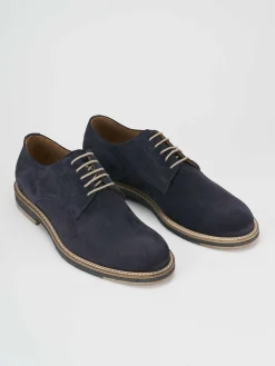 Stringate blu camoscio