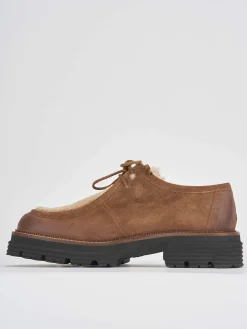 Stringate tacco 2cm camoscio marrone