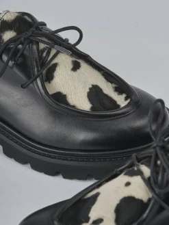 Stringate tacco 3cm cavallino nero