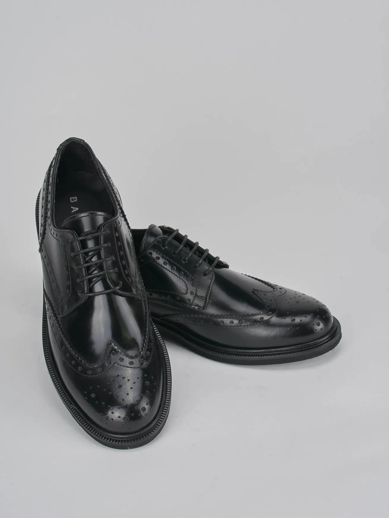 Stringate tacco 1cm pelle nero