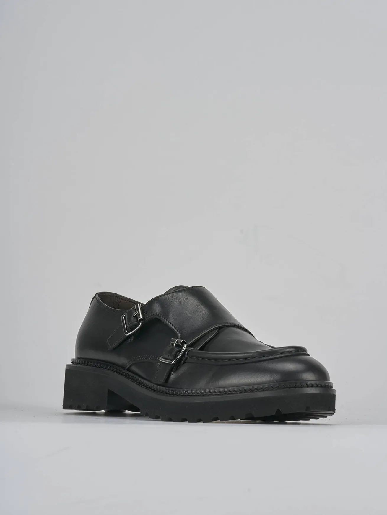 Stringate tacco 3cm pelle nero