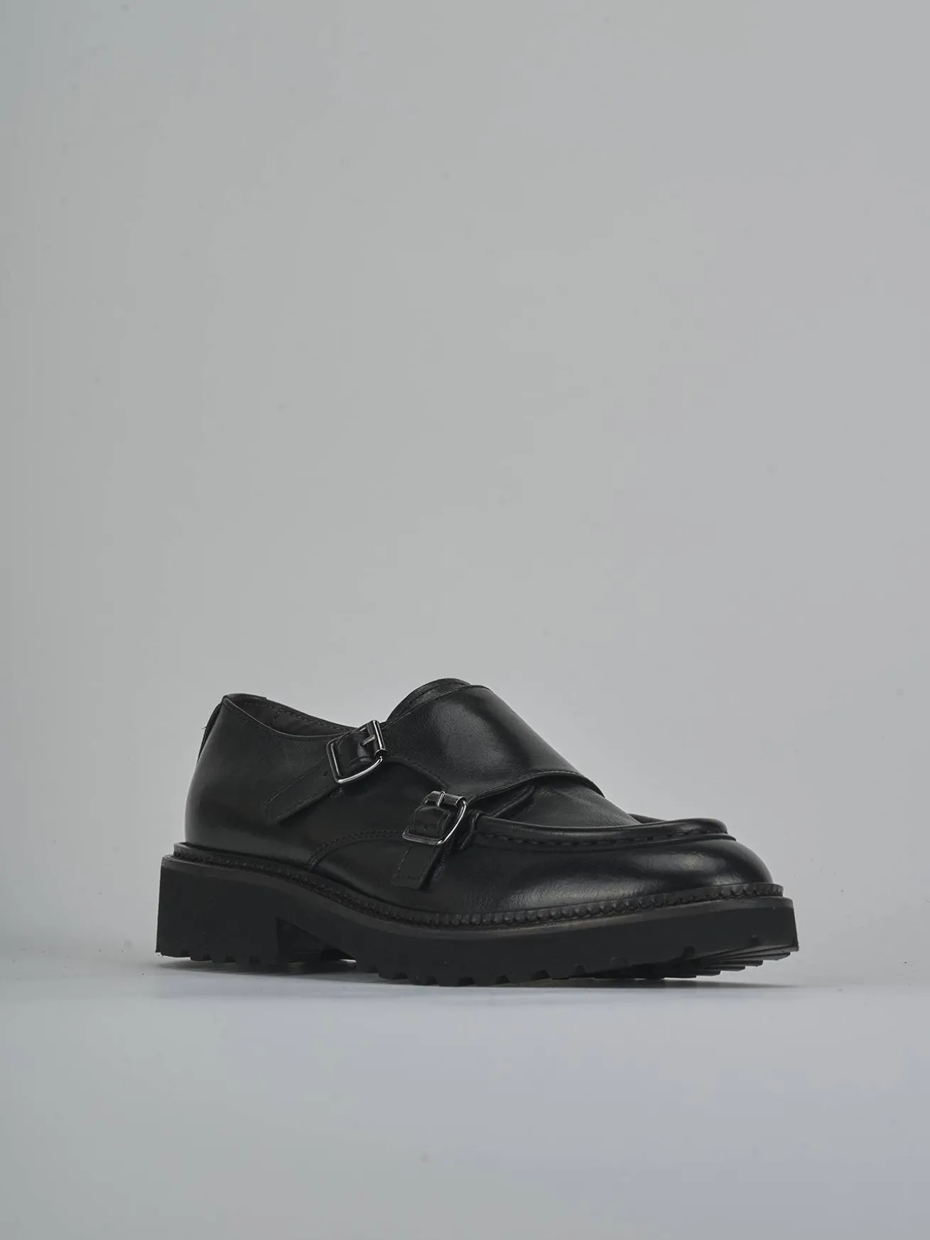 Stringate tacco 2cm pelle nero