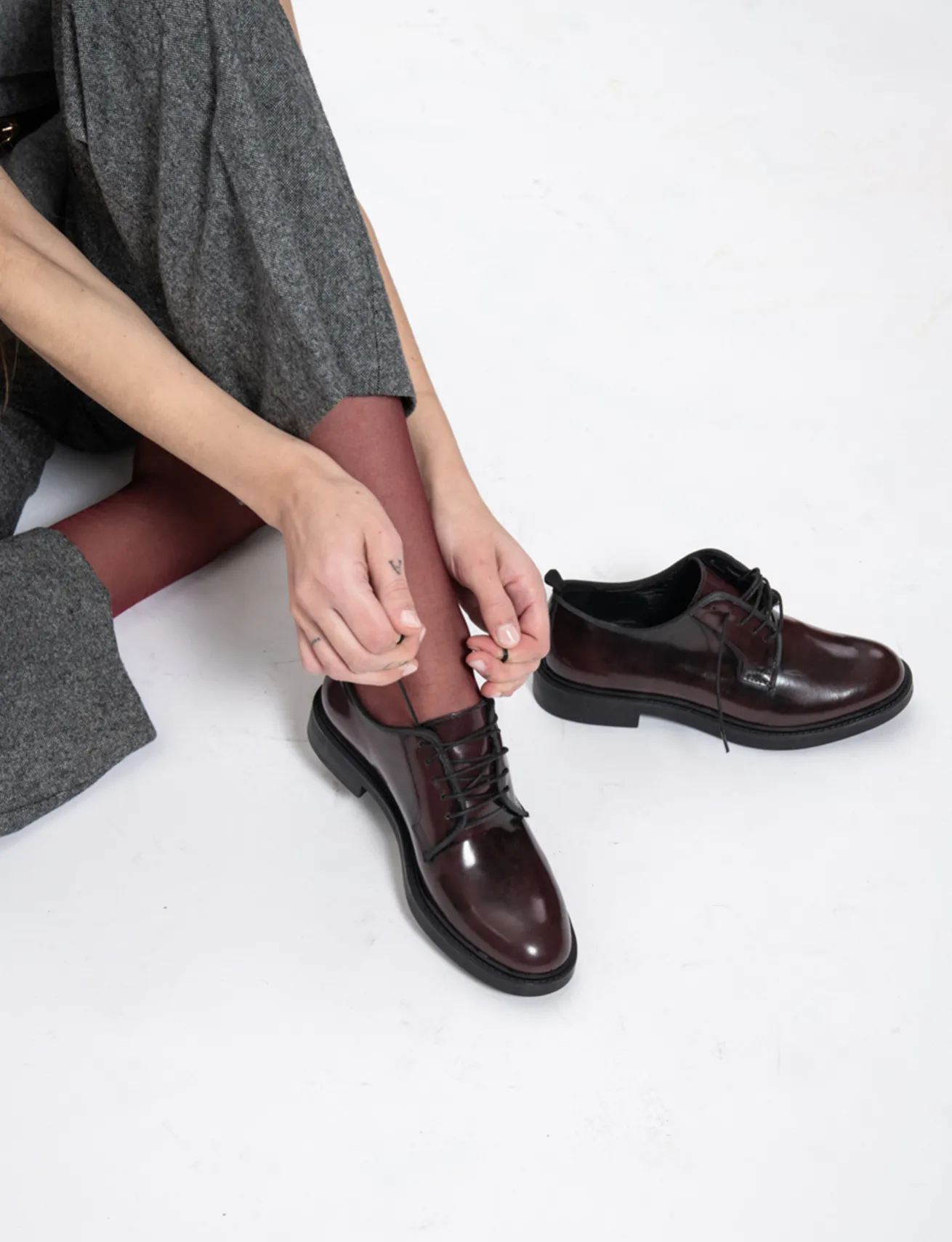 Stringate tacco 2cm pelle bordo'