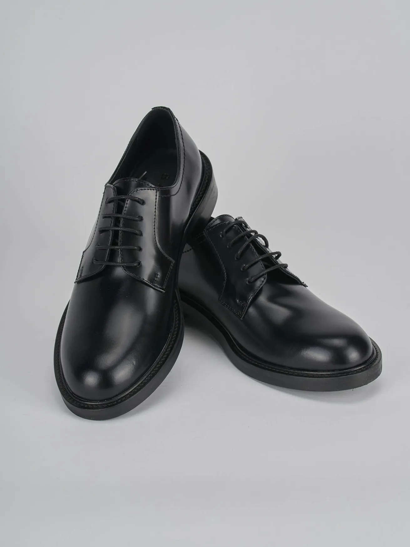 Stringate tacco 1cm pelle nero