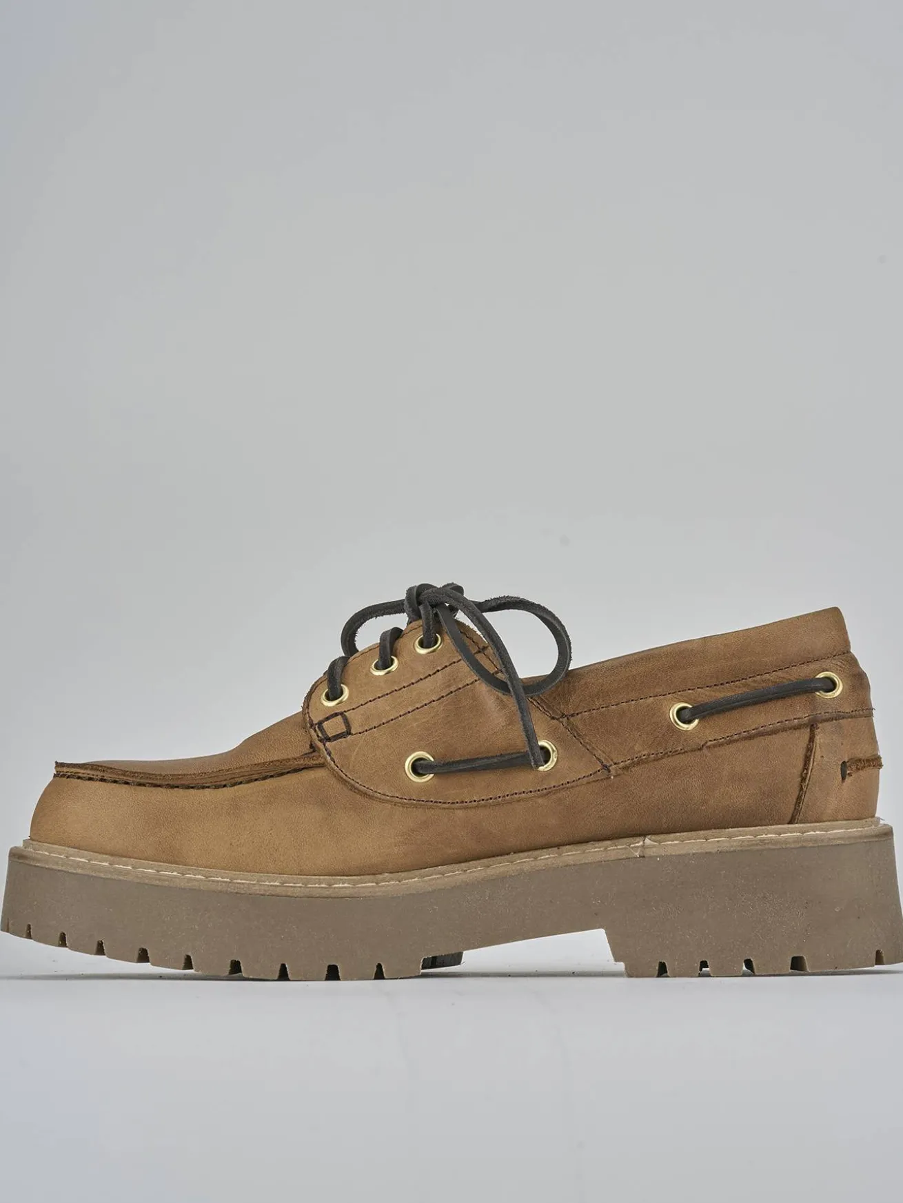 Stringate tacco 3cm pelle marrone