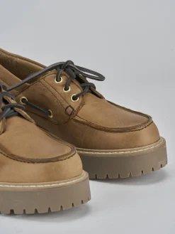 Stringate tacco 3cm pelle marrone