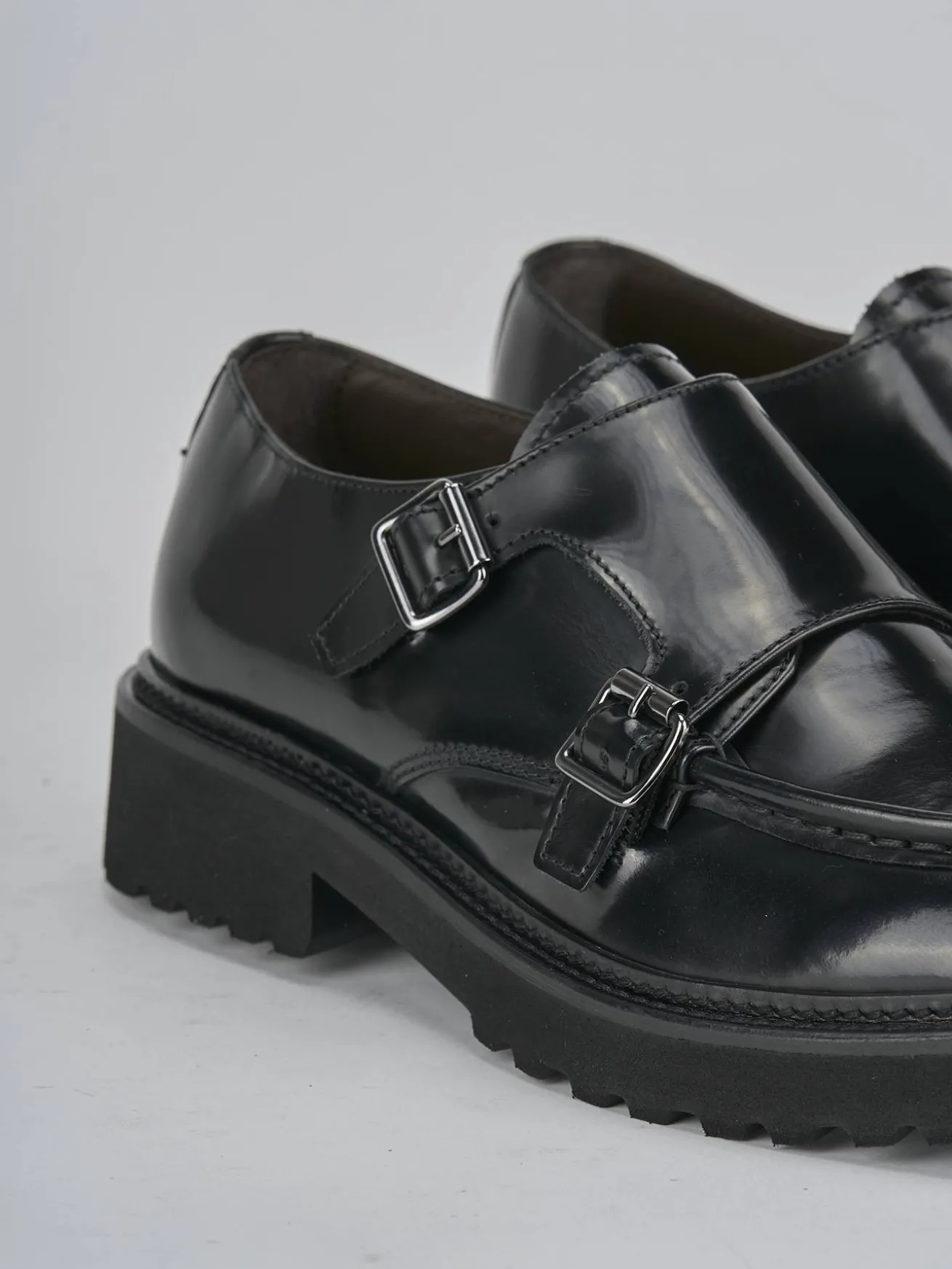 Stringate tacco 3cm pelle nero