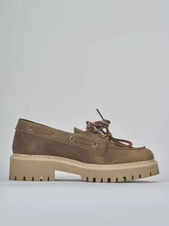 Stringate tacco 5cm pelle marrone