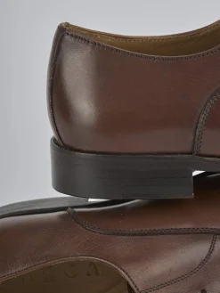 Stringate tacco 1cm pelle marrone