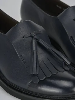 Stringate tacco 2cm pelle blu