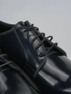 Stringate tacco 2cm pelle blu