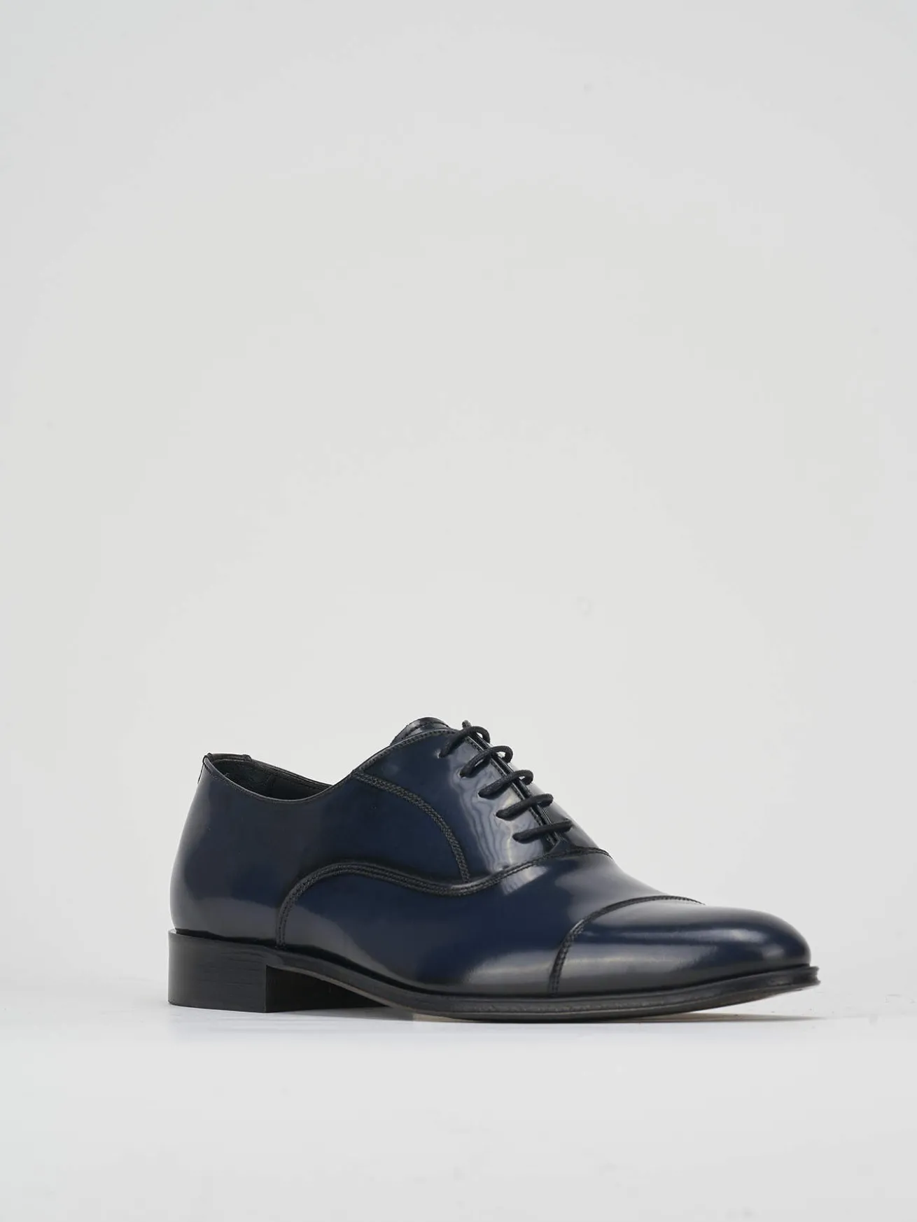 Stringate tacco 1cm pelle blu