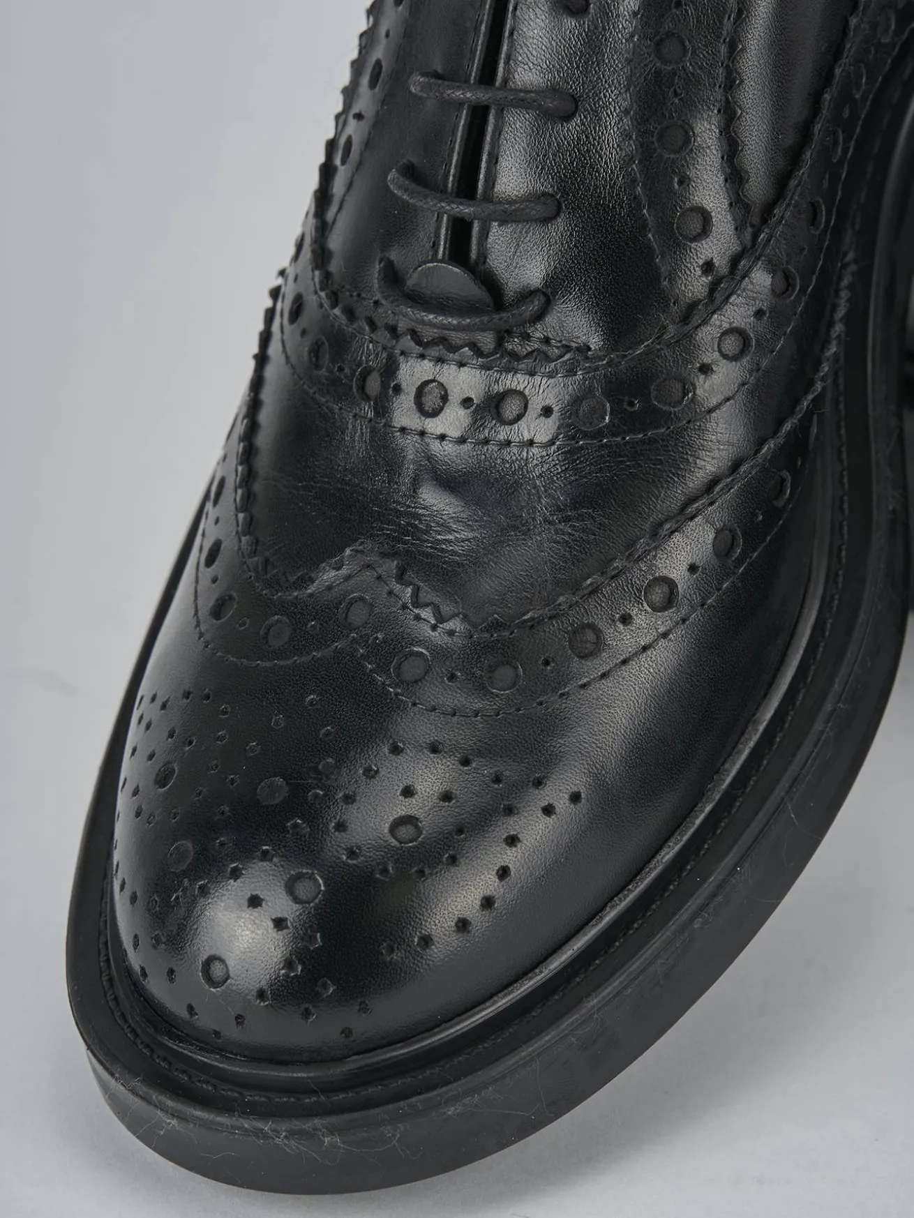 Stringate tacco 2cm pelle nero