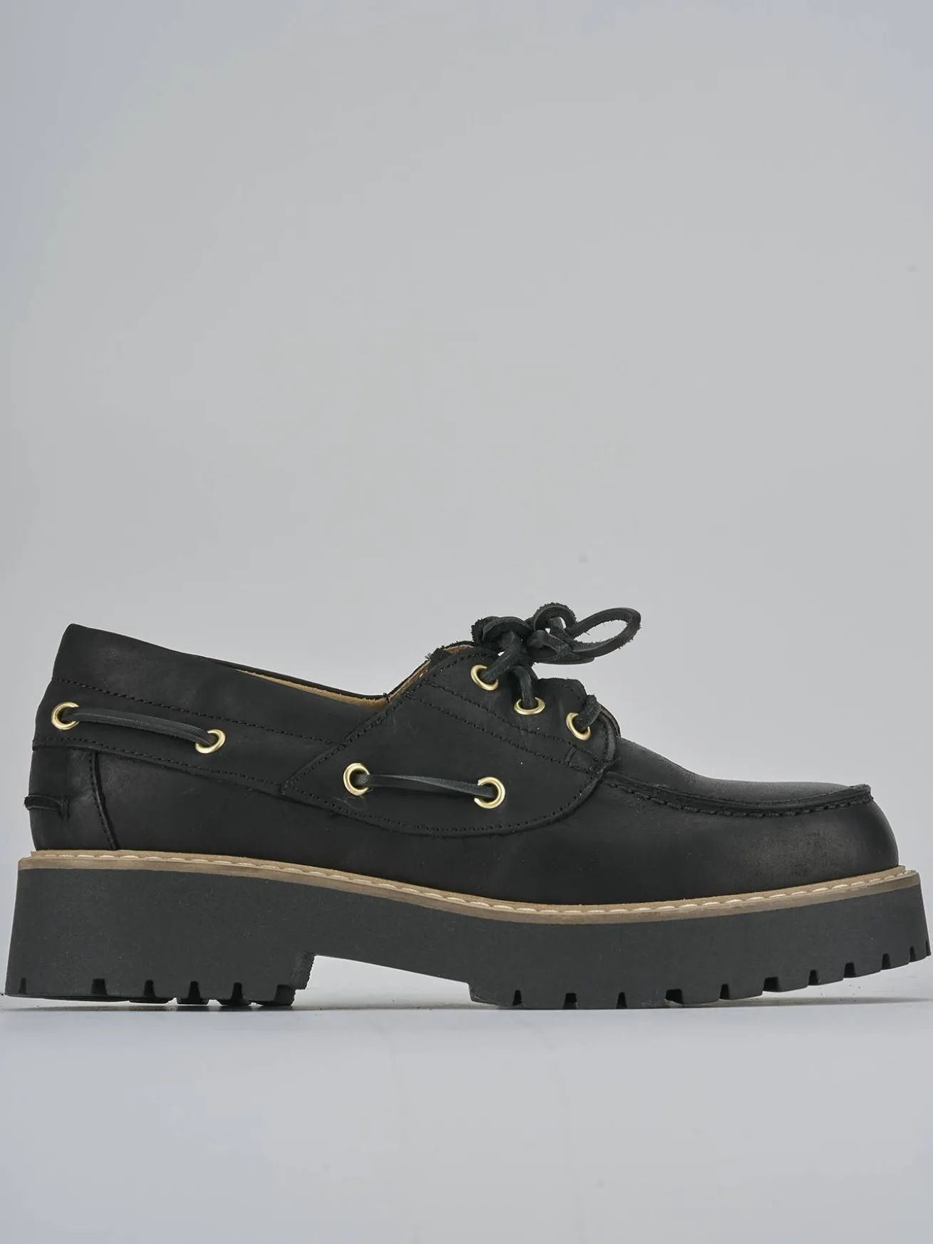 Stringate tacco 3cm pelle nero