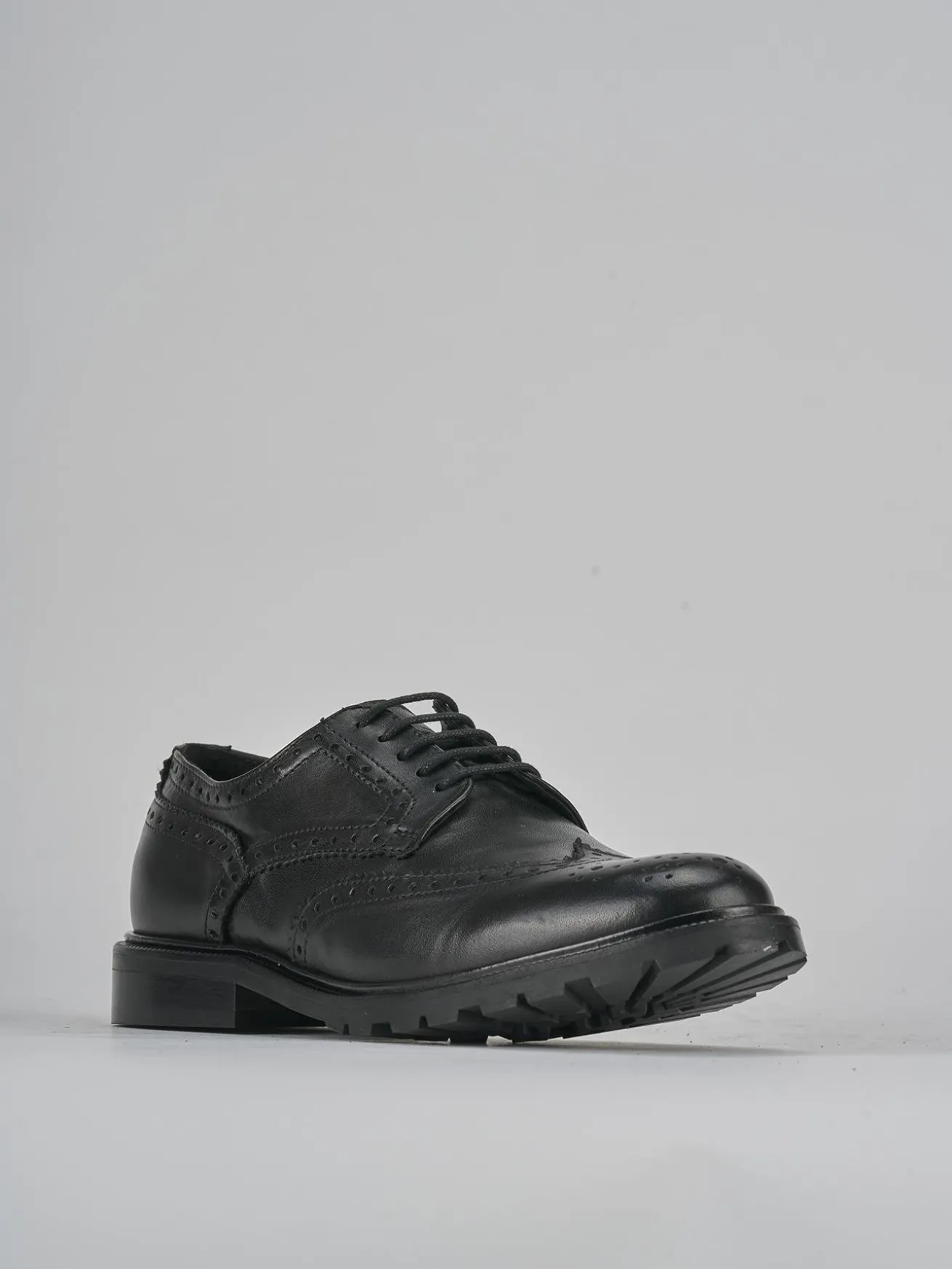 Stringate tacco 2cm pelle nero