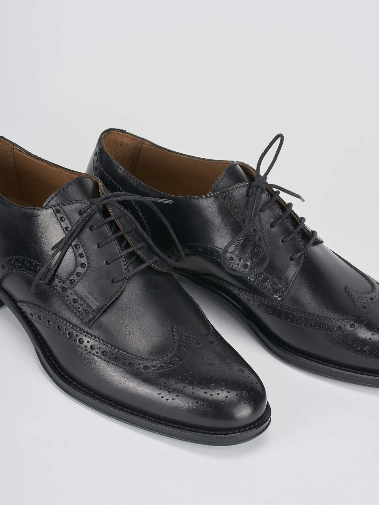 Stringate tacco 1cm pelle nero