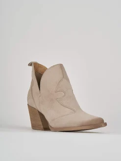 Tronchetto tacco 7 cm beige camoscio