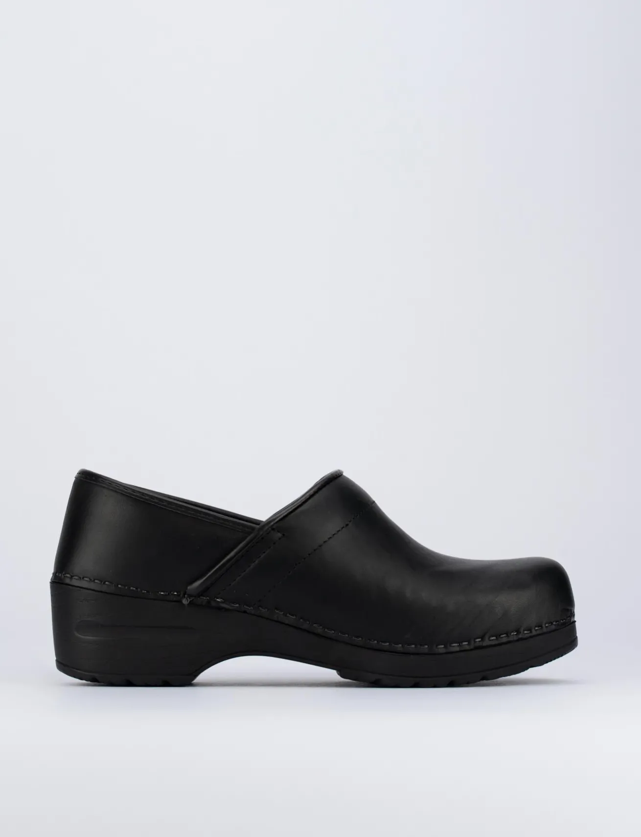 Zoccolo zeppa 2cm nero pelle