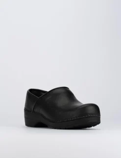 Zoccolo zeppa 2cm nero pelle